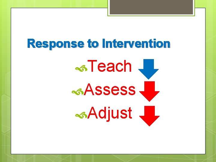 Response to Intervention Teach Assess Adjust 