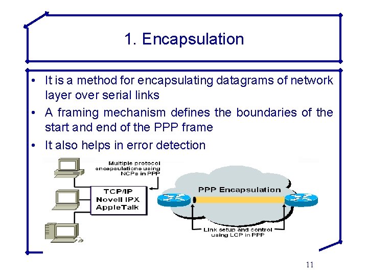 1. Encapsulation • It is a method for encapsulating datagrams of network layer over