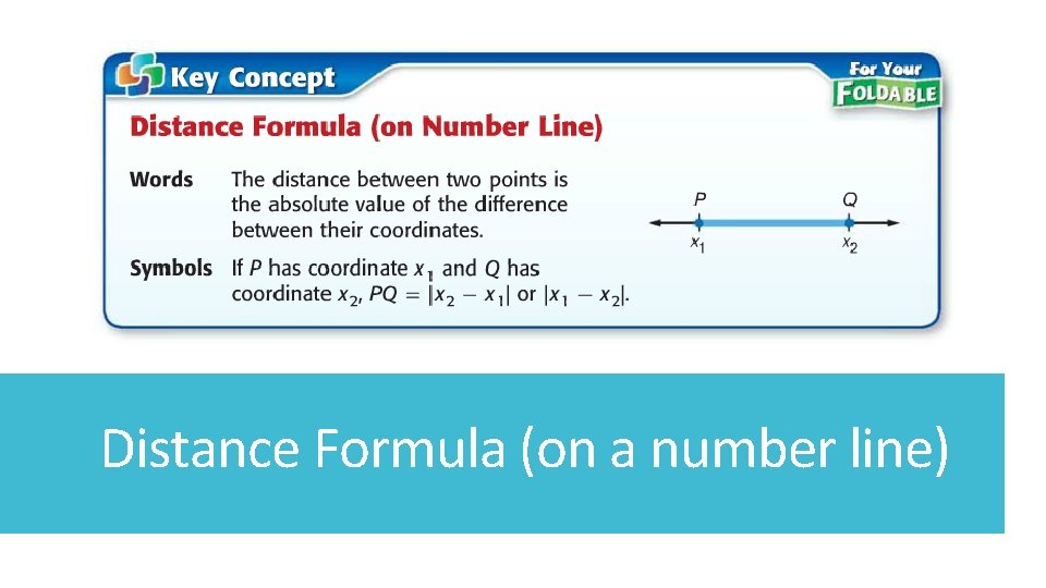 Distance Formula (on a number line) 