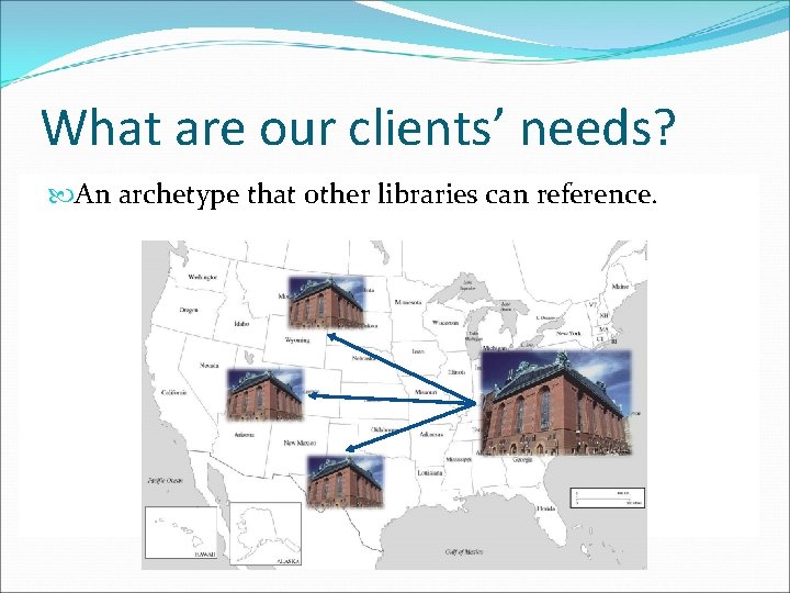 What are our clients’ needs? An archetype that other libraries can reference. 