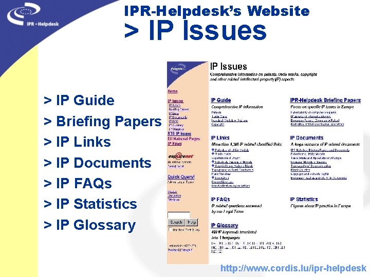 IPR-Helpdesk’s Website > IP Issues > IP Guide > Briefing Papers > IP Links