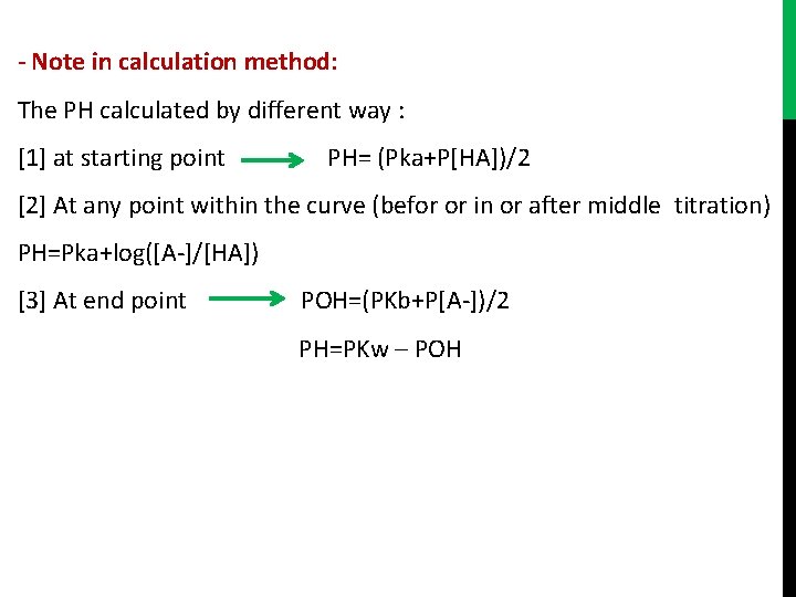- Note in calculation method: The PH calculated by different way : [1] at