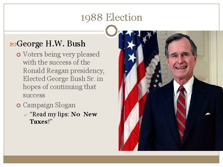 1988 Election George H. W. Bush Voters being very pleased with the success of