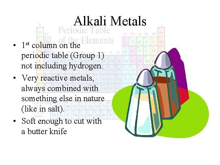 Alkali Metals • 1 st column on the periodic table (Group 1) not including