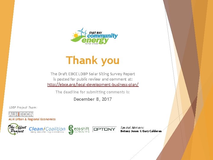 Thank you The Draft EBCE LDBP Solar Siting Survey Report is posted for public