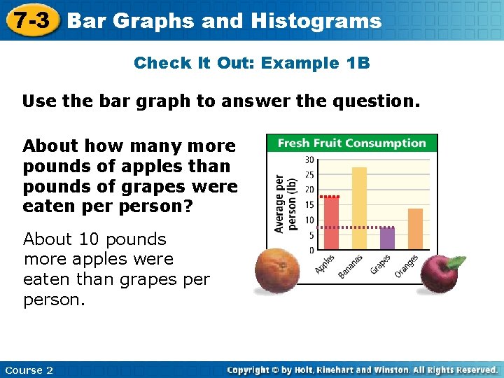 7 -3 Bar Graphs and Histograms Check It Out: Example 1 B Use the