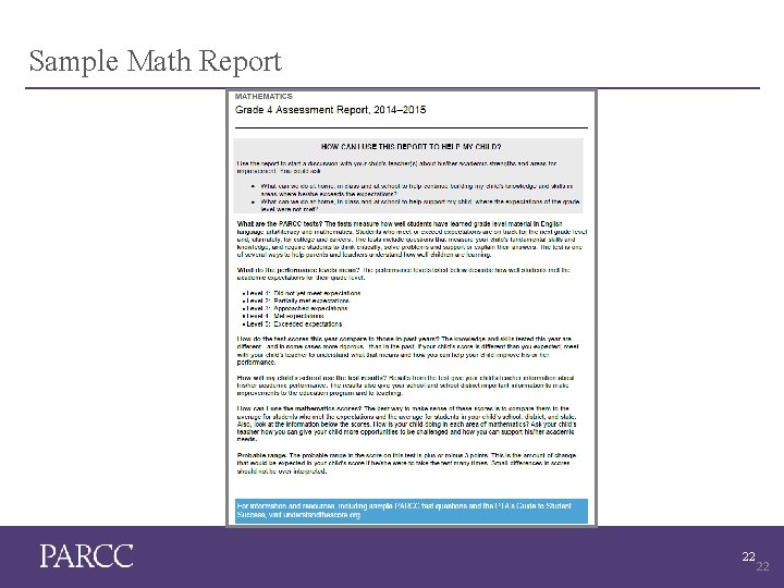 Sample Math Report Score Reports 22 22 