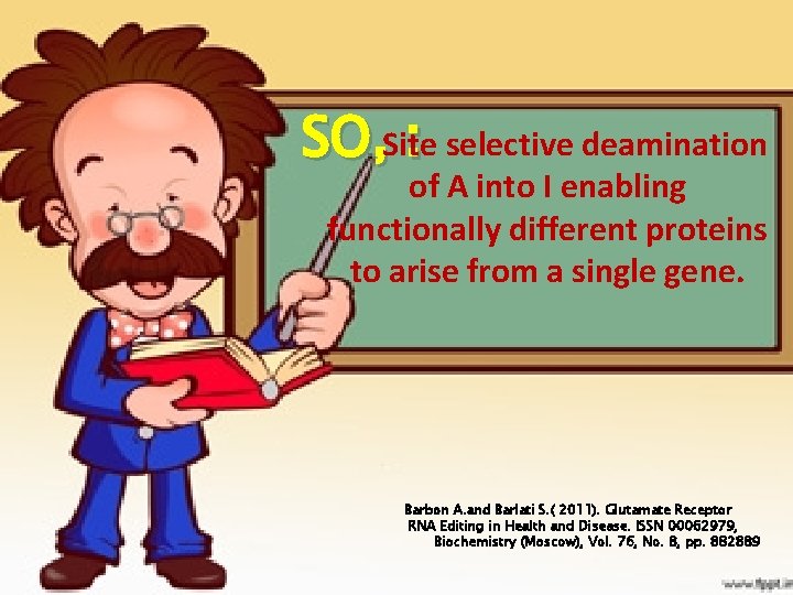 SO, Site : selective deamination of A into I enabling functionally different proteins to