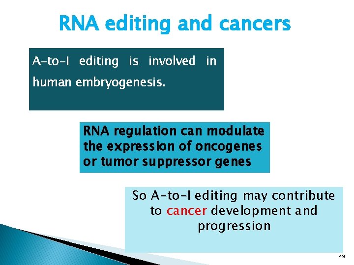 RNA editing and cancers A-to-I A class of phospholipids found in mammals. editing is