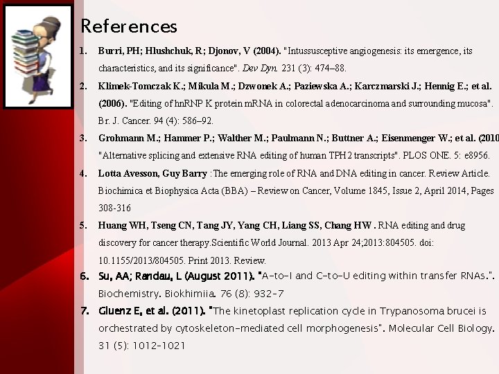 References 1. Burri, PH; Hlushchuk, R; Djonov, V (2004). "Intussusceptive angiogenesis: its emergence, its