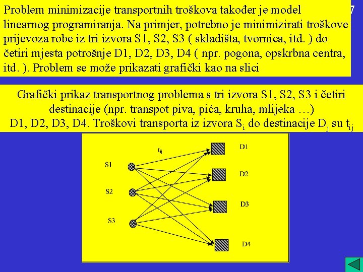 Problem minimizacije transportnih troškova također je model 27 linearnog programiranja. Na primjer, potrebno je