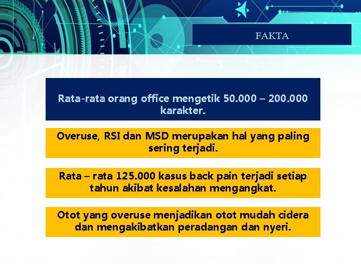 FAKTA Rata-rata orang office mengetik 50. 000 – 200. 000 karakter. Overuse, RSI dan