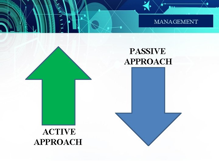 MANAGEMENT PASSIVE APPROACH ACTIVE APPROACH 