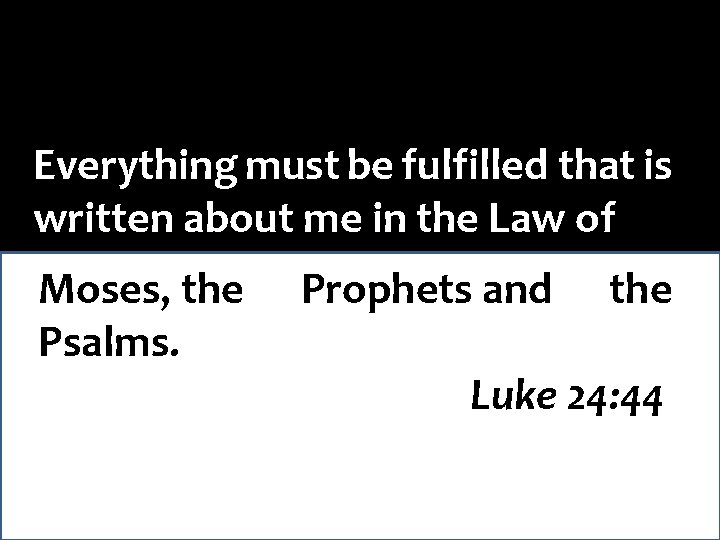 Everything must be fulfilled that is written about me in the Law of Moses,