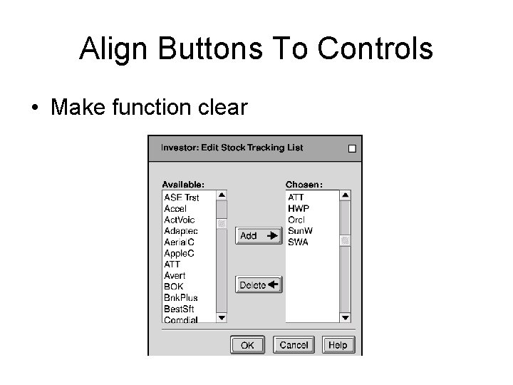 Align Buttons To Controls • Make function clear 