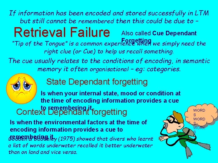 If information has been encoded and stored successfully in LTM but still cannot be