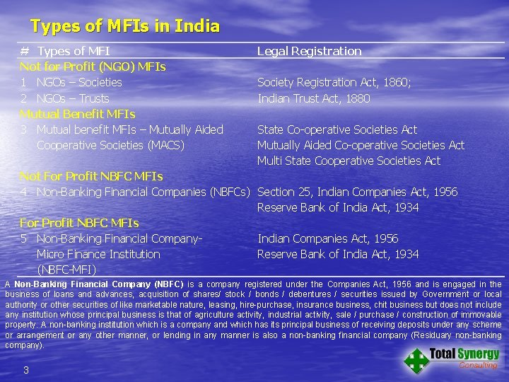 Types of MFIs in India # Types of MFI Not for Profit (NGO) MFIs
