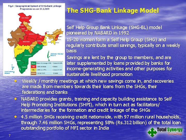 The SHG-Bank Linkage Model • • • 7 Self Help Group Bank Linkage (SHG-BL)