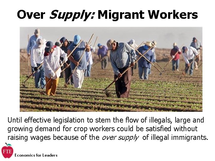 Over Supply: Migrant Workers Until effective legislation to stem the flow of illegals, large