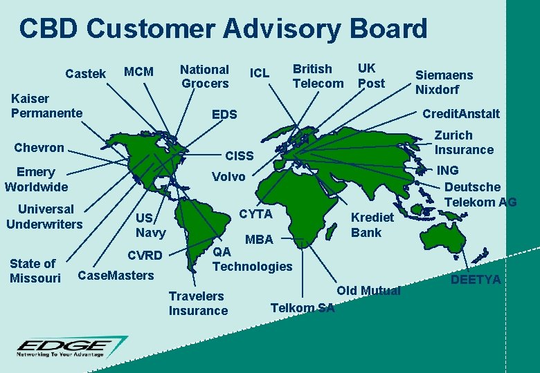 CBD Customer Advisory Board Castek MCM Kaiser Permanente British Telecom ICL UK Post Zurich