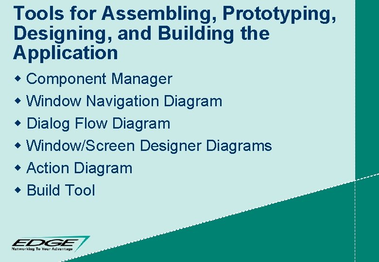 Tools for Assembling, Prototyping, Designing, and Building the Application w Component Manager w Window