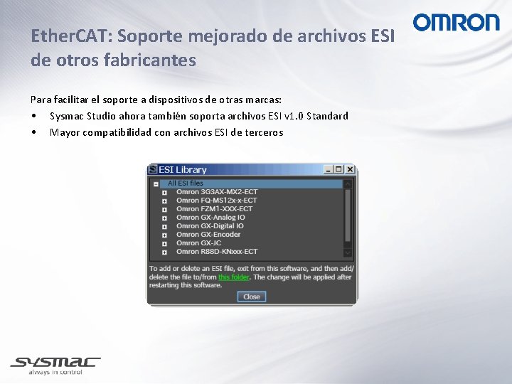 Ether. CAT: Soporte mejorado de archivos ESI de otros fabricantes Para facilitar el soporte