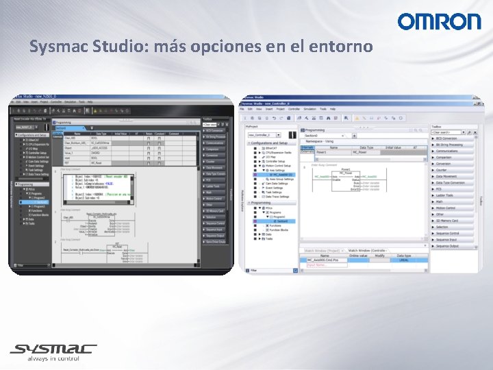 Sysmac Studio: más opciones en el entorno 