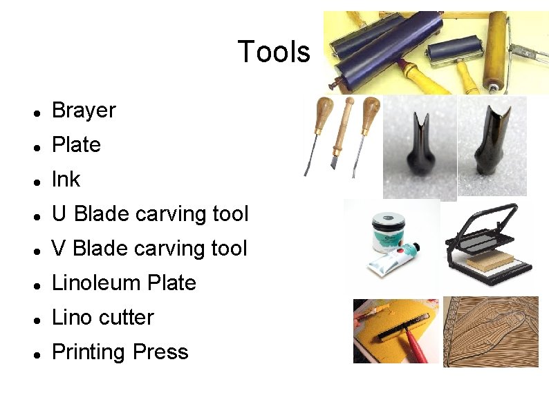 Tools Brayer Plate Ink U Blade carving tool V Blade carving tool Linoleum Plate