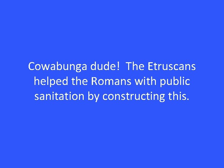 Cowabunga dude! The Etruscans helped the Romans with public sanitation by constructing this. 