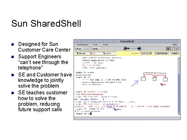 Sun Shared. Shell n n Designed for Sun Customer Care Center Support Engineers “can’t
