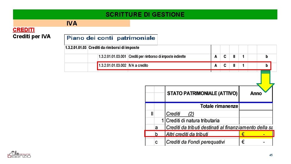 SCRITTURE DI GESTIONE CREDITI Crediti per IVA 45 