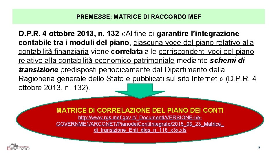 PREMESSE: MATRICE DI RACCORDO MEF D. P. R. 4 ottobre 2013, n. 132 «Al