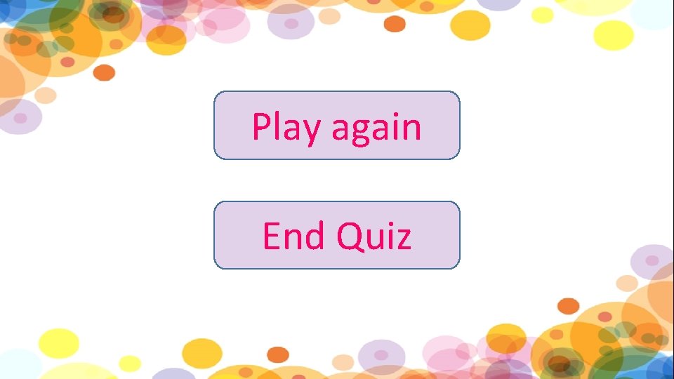 Play again End Quiz 