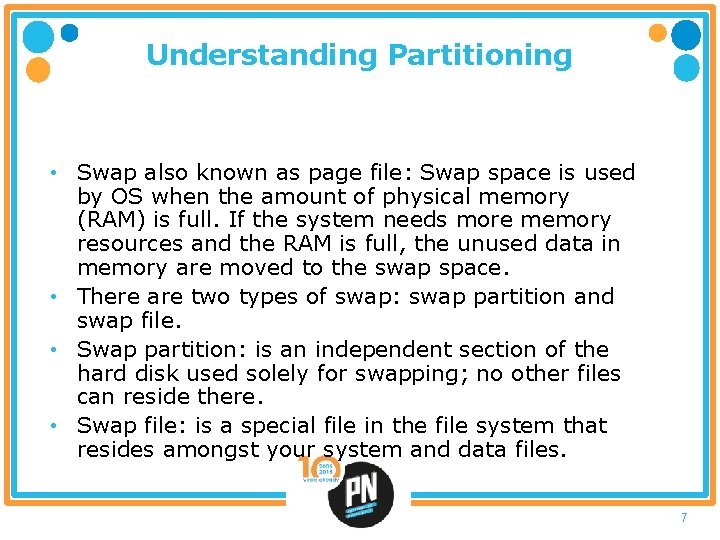 Understanding Partitioning • Swap also known as page file: Swap space is used by
