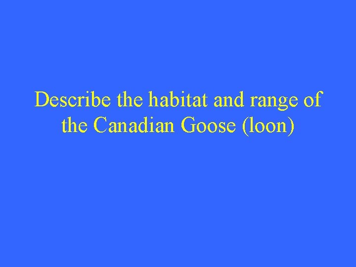 Describe the habitat and range of the Canadian Goose (loon) 