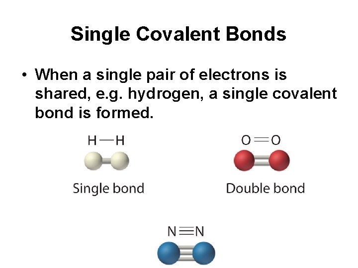 Single Covalent Bonds • When a single pair of electrons is shared, e. g. Single Covalent Bonds • When a single pair of electrons is shared, e. g.