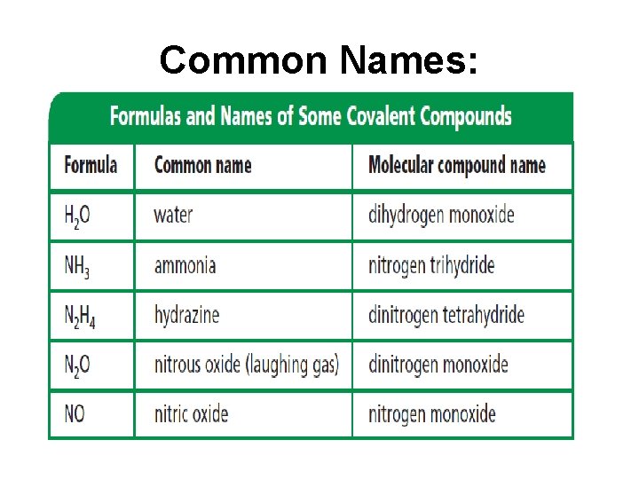 Common Names: Common Names:
