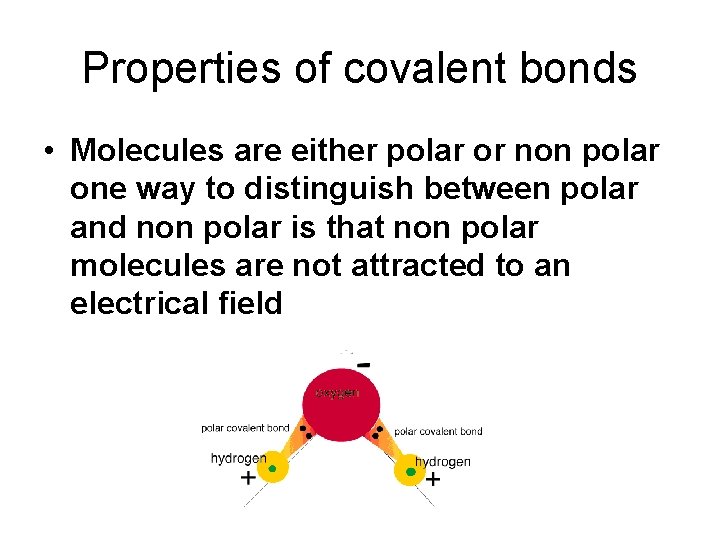 Properties of covalent bonds • Molecules are either polar or non polar one way Properties of covalent bonds • Molecules are either polar or non polar one way