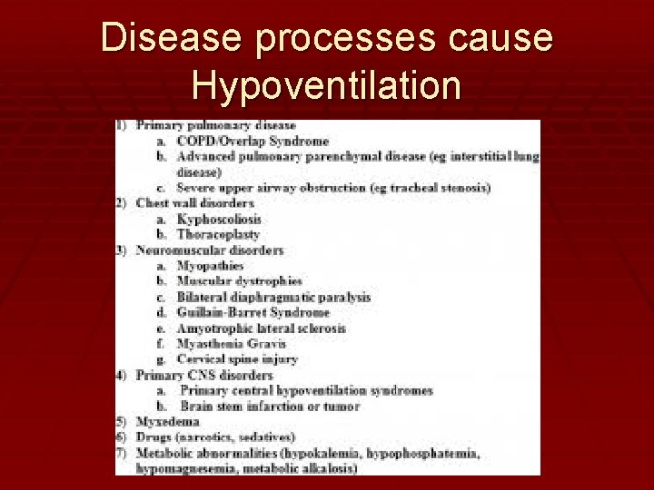 Disease processes cause Hypoventilation 