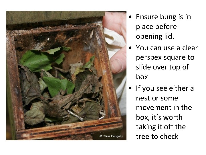  • Ensure bung is in place before opening lid. • You can use