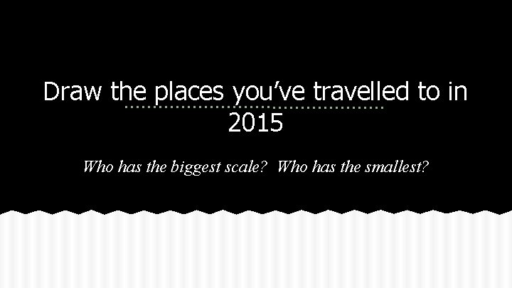 Draw the places you’ve travelled to in 2015 Who has the biggest scale? Who