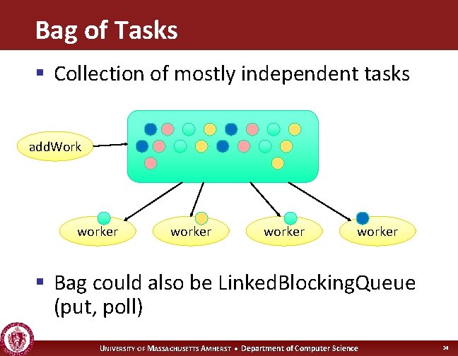 Bag of Tasks § Collection of mostly independent tasks add. Work worker § Bag