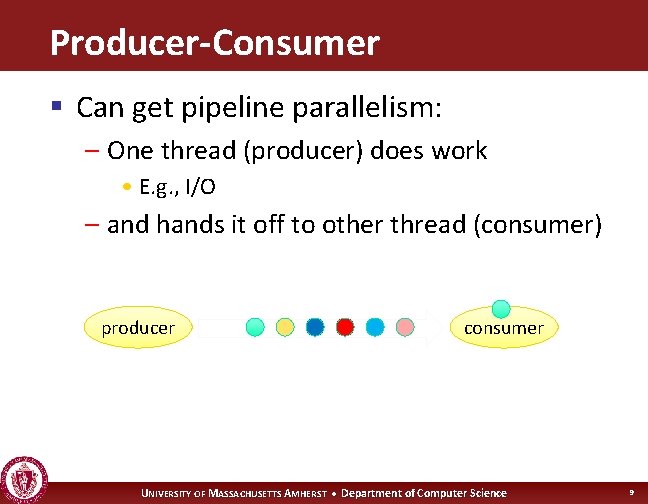 Producer-Consumer § Can get pipeline parallelism: – One thread (producer) does work • E.