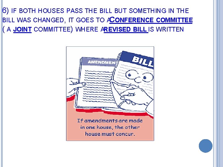 6) IF BOTH HOUSES PASS THE BILL BUT SOMETHING IN THE BILL WAS CHANGED,