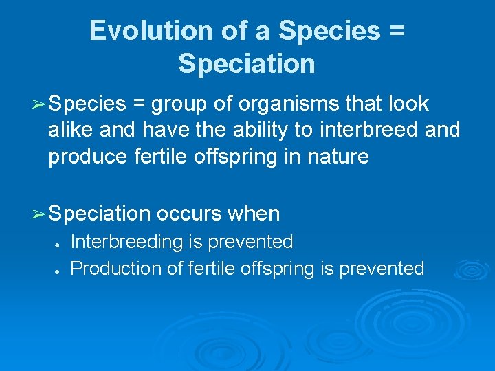 Evolution of a Species = Speciation ➢ Species = group of organisms that look Evolution of a Species = Speciation ➢ Species = group of organisms that look