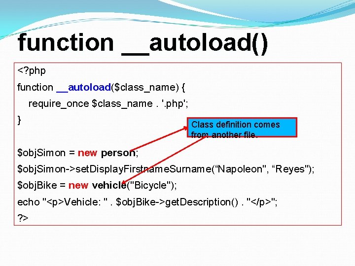 function __autoload() <? php function __autoload($class_name) { __autoload require_once $class_name. '. php'; } Class