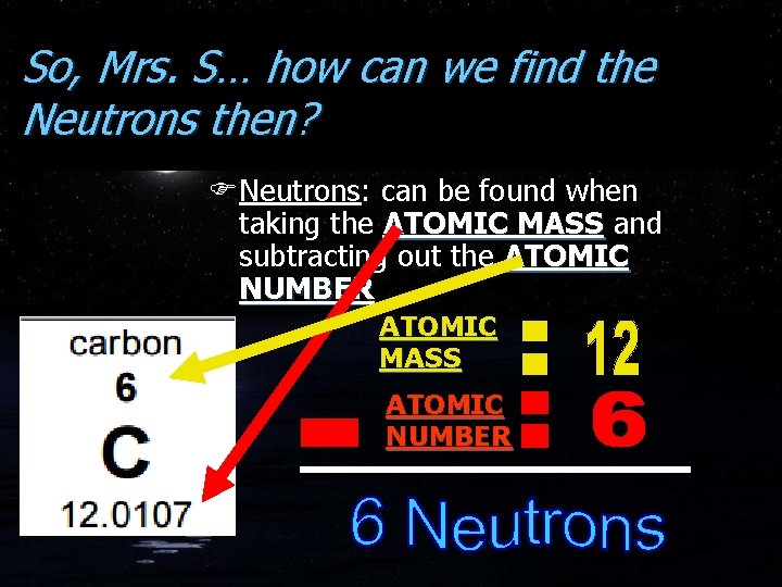So, Mrs. S… how can we find the Neutrons then? FNeutrons: can be found