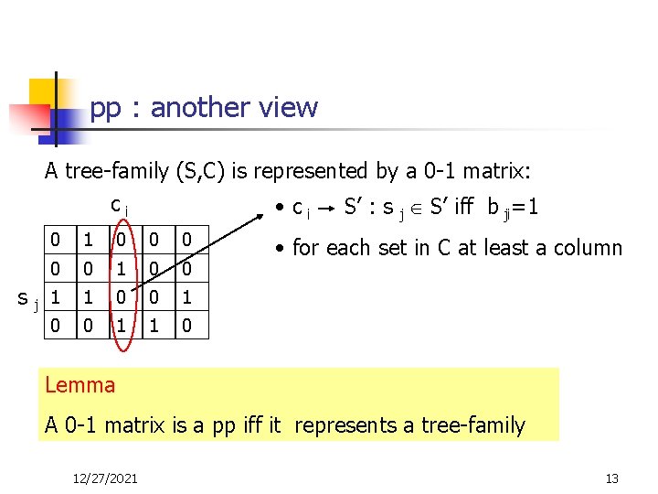 pp : another view A tree-family (S, C) is represented by a 0 -1