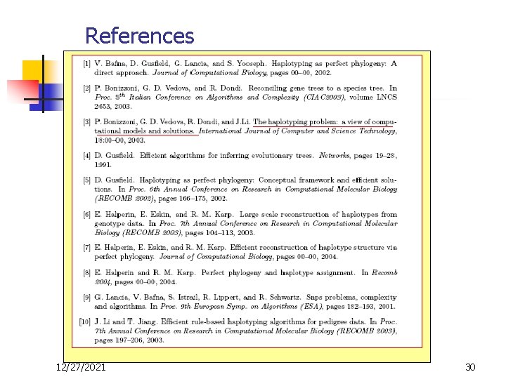 References 12/27/2021 30 