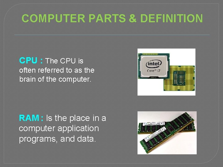 How to build a computer COMPUTER PARTS DEFINITION